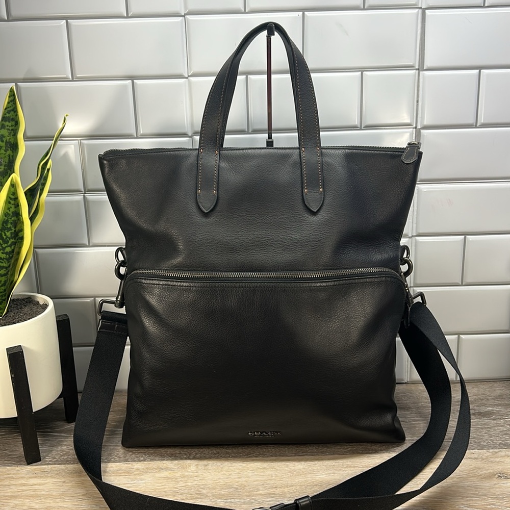 Coach Black Leather Tote Bag